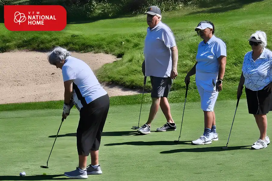 Veterans playing golf during VFW National Home’s Third Annual Golf Outing.